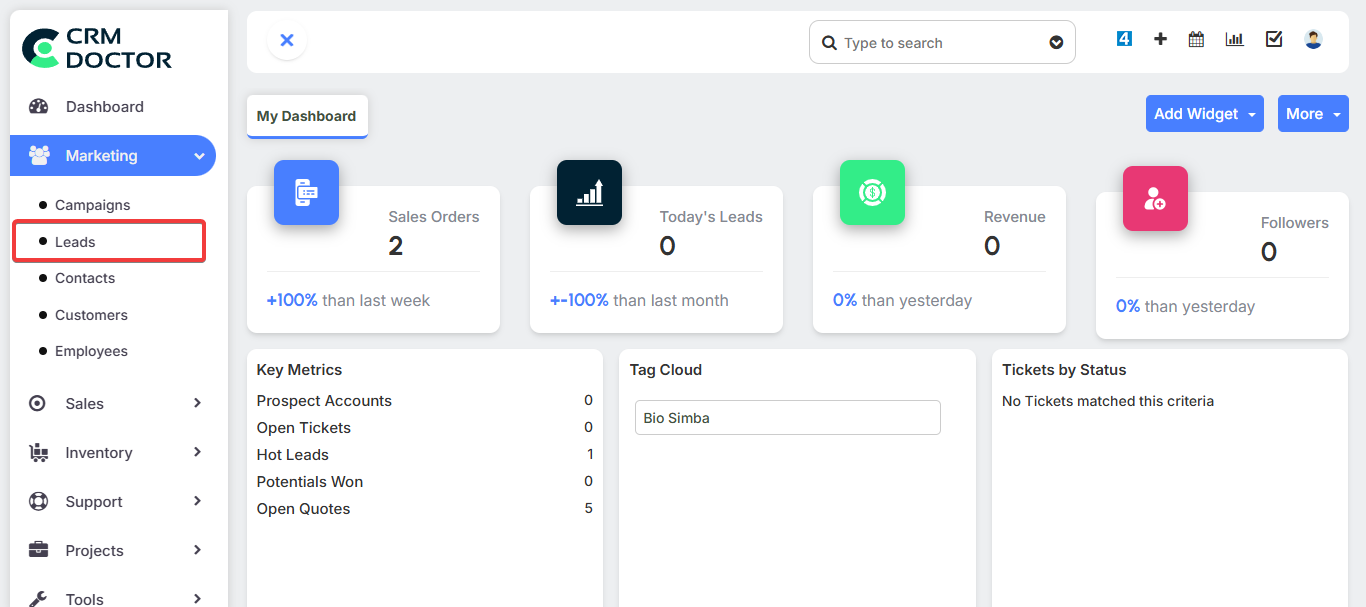 From the Lead List View