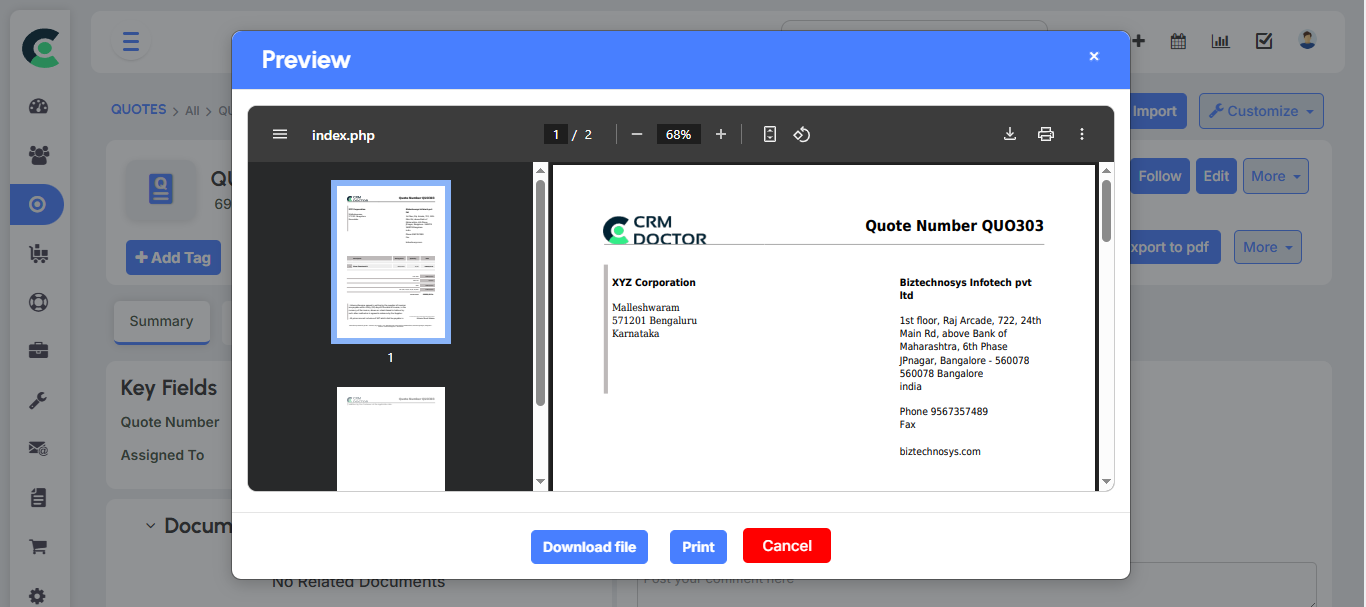 Generate Quote Document 3