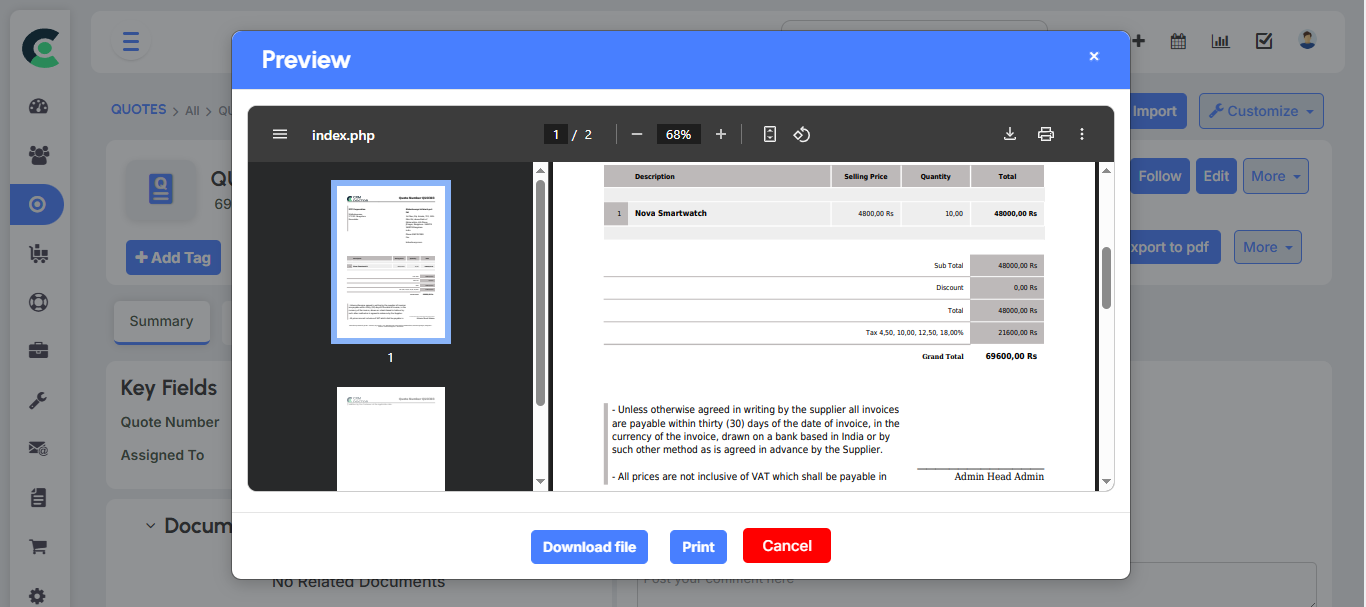 Generate Quote Document 4